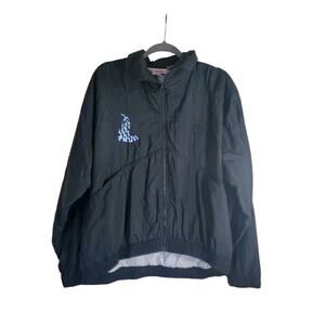 Vintage 80s Todd 1 Windbreaker Black Embroidered Nylon Track Jacket Men's Sz 1X